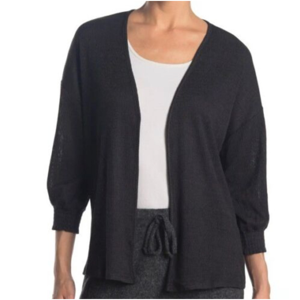 Eclair Hacci Ribbed Cardigan Womens S Small Dark Gray Open Front Nordstrom